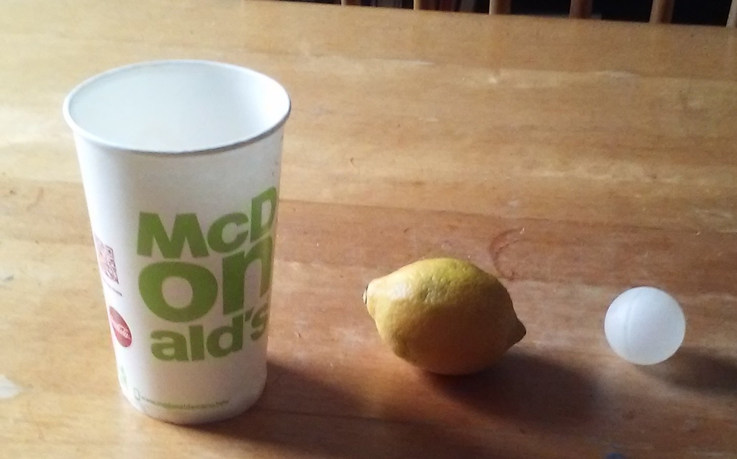 Cup, ball and lemon